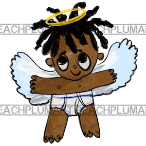 Black Baby Angel Png, Cartoon Black Baby, Funny angel Png, Doodle angel, Abstact art png, y2k fashion, Black cartoon png