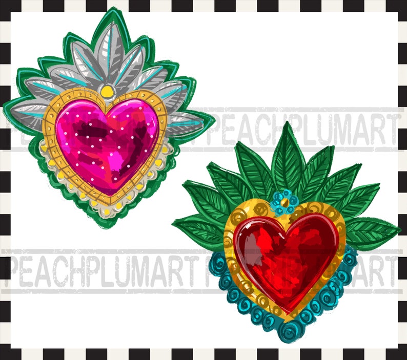 Pu&ograve; includere: Due decorazioni a forma di cuore ornate con bordi dorati e centri gioiello. Il primo cuore &egrave; rosa con pois bianchi e circondato da piume verdi e argentate. Il secondo cuore &egrave; rosso e circondato da foglie verdi e vortici blu.