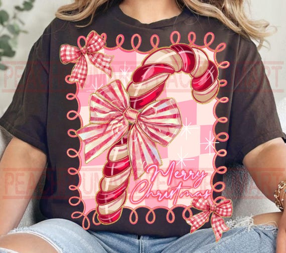 Preppy Candy Cane Png,Prepy Merry Christmas Png,Checkered Merry Christmas Png,Preppy Christmas frame png, Coquette Christmas png