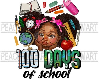 100 days of school afro girl png, 100 days of school peekaboo girl png, 100 days of school png sublimadesign download, afro school girl png