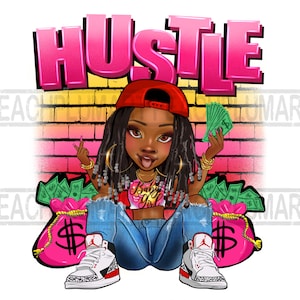 Hustle png, hustle girl png, urban girl png, afro hustle png, small business png, Sneaker girl png, Oldschool png, graffiti png, streetwear