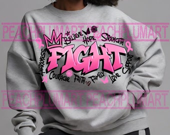 Breast cancer fight png, breast cancer png sublimation design download, breast cancer graffiti png, survivor png, warrior png, cancer png