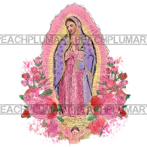 Nuestra Señora de Guadalupe Png, Acuarela Virgen María Png, Mamá Virgen Png, Rosa Virgen María Png, Descarga instantánea, Archivo SVG, Virgencita PNG
