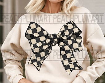 Checkered bow png Coquette bow png Coquette clipart design trending png retro mom png pink bow png soft girl aesthetic png tee shirt designs