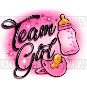 Team girl png sublimazione design, aerografo team girl png sublimazione, genere rivela png, ciuccio png, biberon png, neonato png