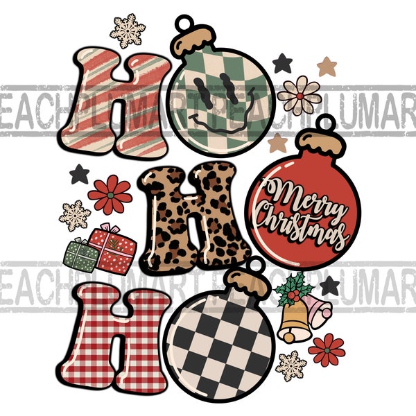 Ho ho ho groovy ornaments PNG, Retro ho ho ho Png, Groovy ho ho ho png, vintage ornament png, retro ho ho ho png, Groovy merry christmas png