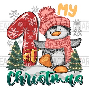My First Christmas PNG, My 1st Cute Reindeer Christmas Digital Download, Baby animal Sublimation Design.