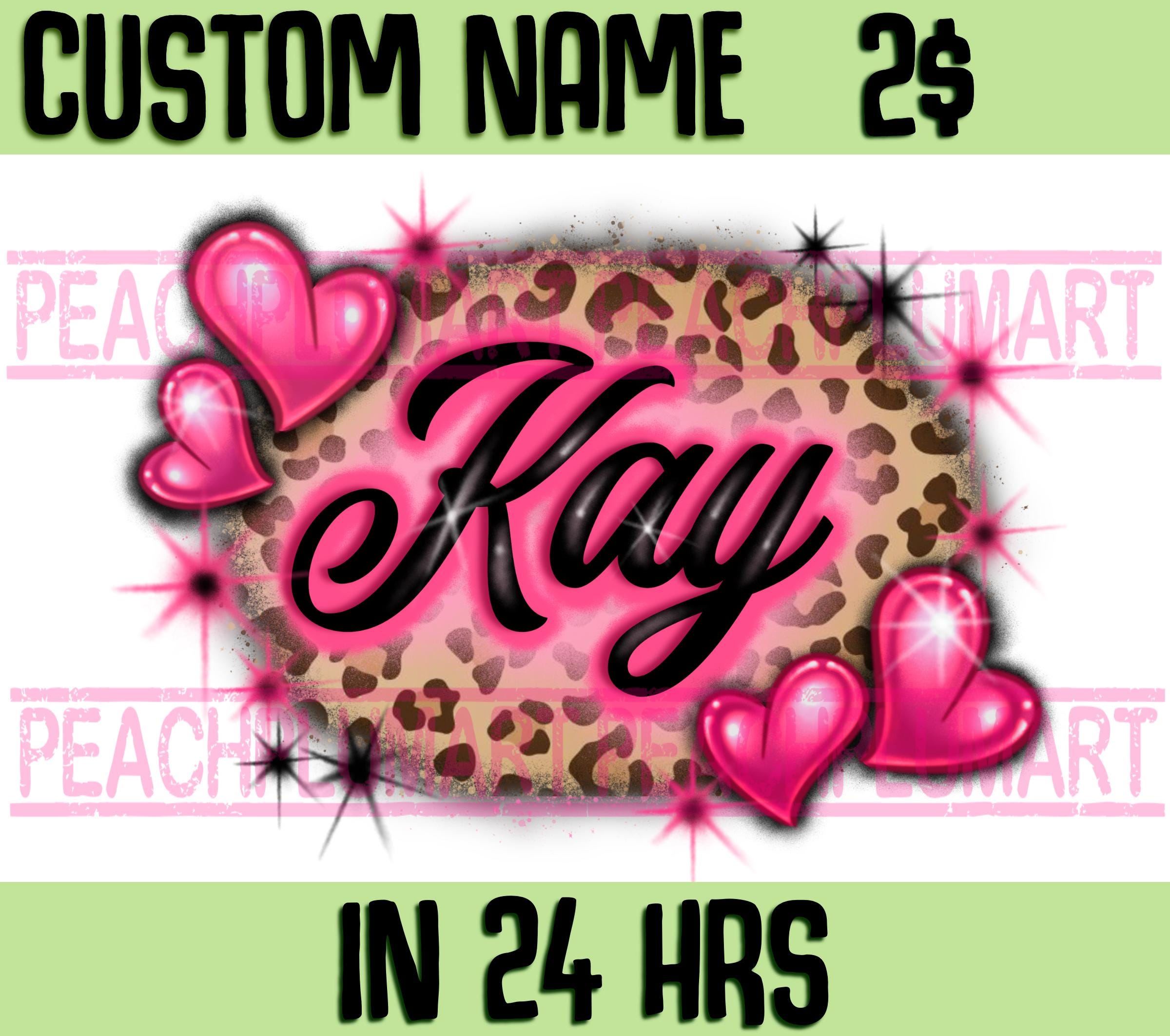 Personalized Airbrush Name Design – Y2K Leopard Print Retro