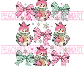 Coquette Christmas Png, Pink Bow Christmas Png, Pink Snowman Png, Christmas Sublimation Design, Vintage Christmas Png, Retro Christmas Png