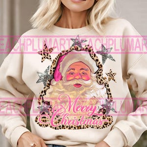Pink Merry Christmas Png, Pink Santa Claus Merry Christmas png, Leopard pink Santa Claus png, Merry Christmas png sublimation designs