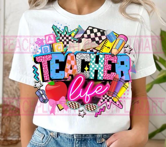 Preppy Teacher Png, Last Day Of School Png, Teacher Summer Png, Teacher Life Png, Teacher Appreciation Gift, Retro Teacher Checkered png