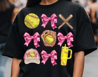 Softball Coquette Bow png, Soft Girl Era png, Baseball Png, Coquette Softball Png, Social Club png, Pink Bow design, Softball, Softball mom