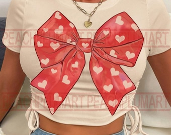 Valentine's day Heart Coquette bow Png, Retro Valentine Shirt Design, Valentine's Day Png, Valentine Love Png, valentine's day bow png