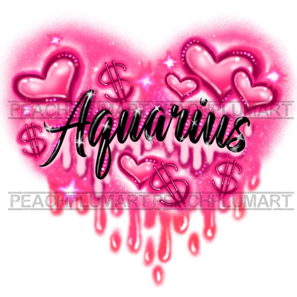 Aquarius PNG, Aquarius zodiac sign png, Aquarius svg, zodiac sign png, Horoscope png, Gift for Aquarius, Airbrush zodiac png, Graffiti png