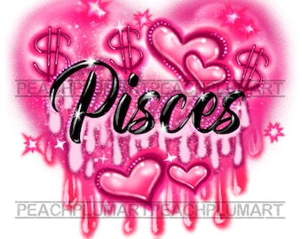 Piscis Png, Signo zodiacal de Piscis Png, Signos del zodiaco Png, Regalo para Piscis, Horóscopo png, aerógrafo png, aerógrafo zodiaco png