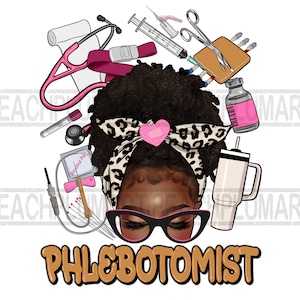 Phlebotomist Afro chaotisch Brötchen png, Phlebotomist png, Sublimationsdesign, Phlebotomie Krankenschwester png, Phlebotomist digitale Datei, Krankenschwester Sublimation