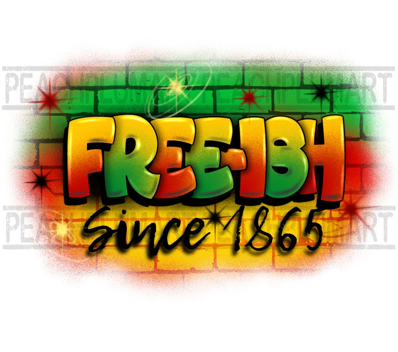 May include: A graffiti-style design on a brick wall with the words "FREE-IBH since 1865" in yellow, green, and red lettering.