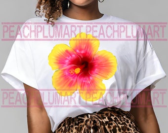 Pink yellow hibiscus png, hibiscus flower png sublimation download, sunset hibiscus png, Hawaii png, summer sublimation design download