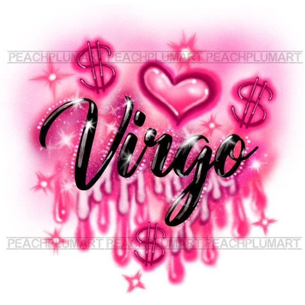 virgo png, zodiac png, dope virgo png, zodiac sign instant download, virgo instant download, airbrush design png, birthday png, airbrush png