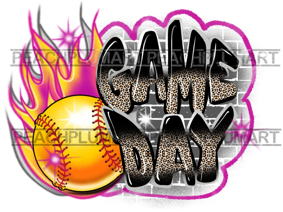Softball Game Day Png, Softball Game Day Svg, Airbrush Softball Png