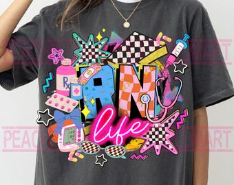Geregistreerde verpleegkundige png, geruit verpleegkundige shirtontwerp, sublimatie verpleegkundige leven png, preppy verpleegkundige digitale download, cadeau voor verpleegkundige, verpleegkundige boog png