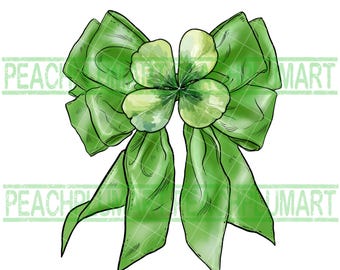 St. Patrick’s Day Bow, Clover Bow, Shamrock png, Coquette st patricks png, coquette green bow png, shamrock coquette png