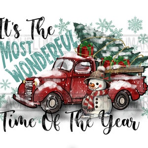 Het is de mooiste tijd van het jaar Png-sublimatieontwerp, vakantiesublimatie, Merry Christmas Clipart, Christmas Truck Png, Kerstmis