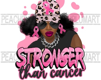 Stronger than cancer Png, Breast cancer black woman png, breast cancer awareness png, Afro hair with hat png, cancer survivor png