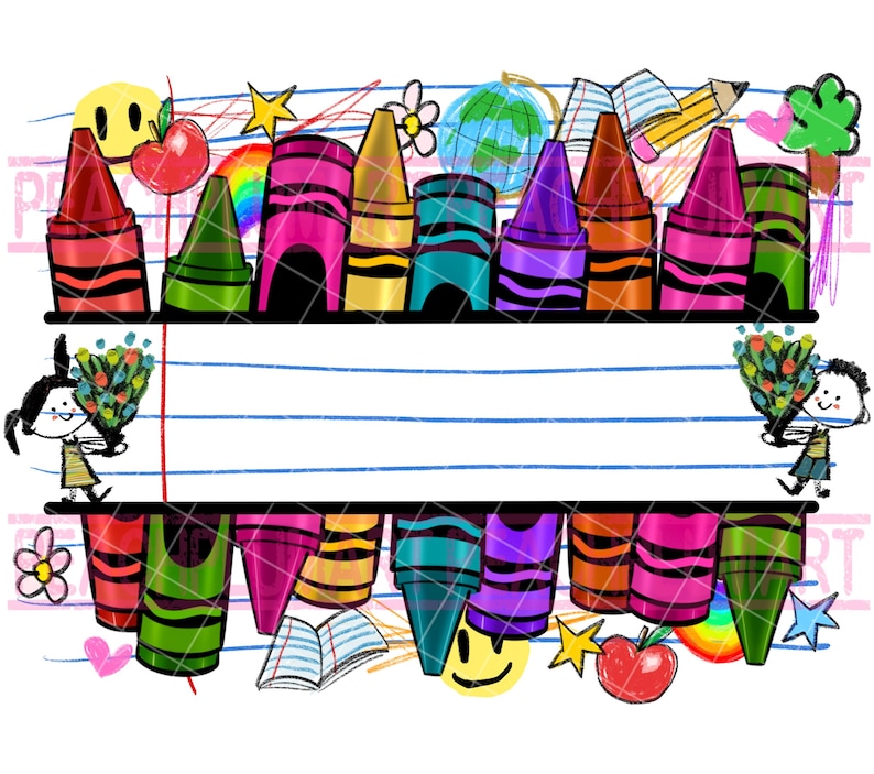 Personalized Crayons Png Sublimation Design Download, Teacher's Day Png