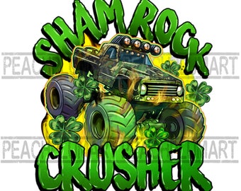 Shamrock crusher png, St patricks truck png, St patricks day truck png, St patricks monster truck png, St patricks day monster truck png
