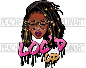 Loc'd up Black Woman Png Sublimate Design Descargar, Dreadlock Afro Woman Png Sublimación, Locs peinado mujer negra png, Sublimación afro