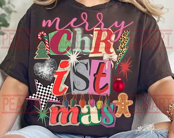 Frohe Weihnachten PNG, Adrette frohe Weihnachten Png, Weihnachtskokette Sublimation Png, Weihnachtscollage Hemd Png, Weihnachtscollage png