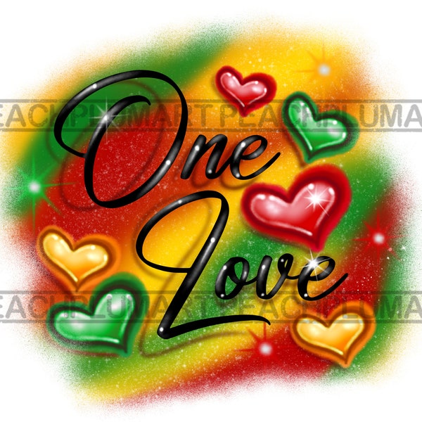 One Love Png, One Love Svg, Airbrush One Love Png, Rastafari Png, Rasta Vibes, Png afro-américain, Png noir fier, Png jamaïcain