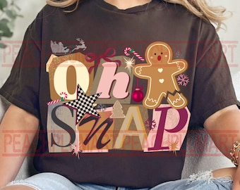 Oh Snap PNG, Christmas DTF, Gingerbread Png, Funny Gingerbread Png, Christmas Gingerbread Png, Coquette, Checkered Christmas designs