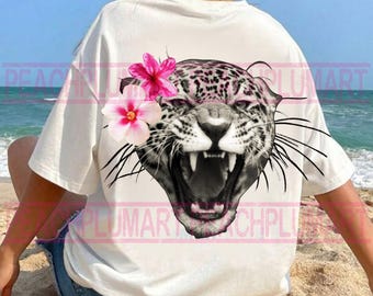Floral Leopard PNG, Hibiscus Leopard PNG, Trendy Hibiscus Tee, Summer Vibes PNG, cute Summer Designs, Leopard Print T shirt Sublimations