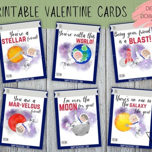Cartes de la Saint-Valentin de l'espace extra-atmosphérique, cartes de la Saint-Valentin de l'espace extra-atmosphérique pour enfants, cartes de la Saint-Valentin astronaute, cartes de l'astronaute pour enfants, téléchargement immédiat, imprimable