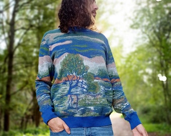 Unisex Strickpullover - Baum der Seen (Summer Noon) - Rundhalsausschnitt Classic Fit