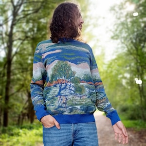 Pull en tricot unisexe - Arbre des lacs (midi d&#39;été) - Coupe classique à col rond | Pull feuillage vert