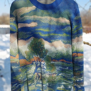 Unisex Knitted Sweater Tree of the Lakes Summer Noon Crewneck Classic Fit image 6