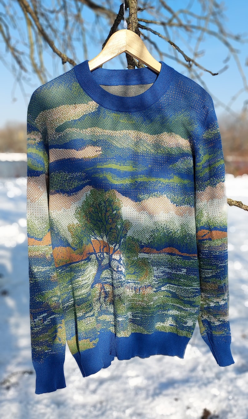 Unisex Knitted Sweater Tree of the Lakes Summer Noon Crewneck Classic Fit image 6