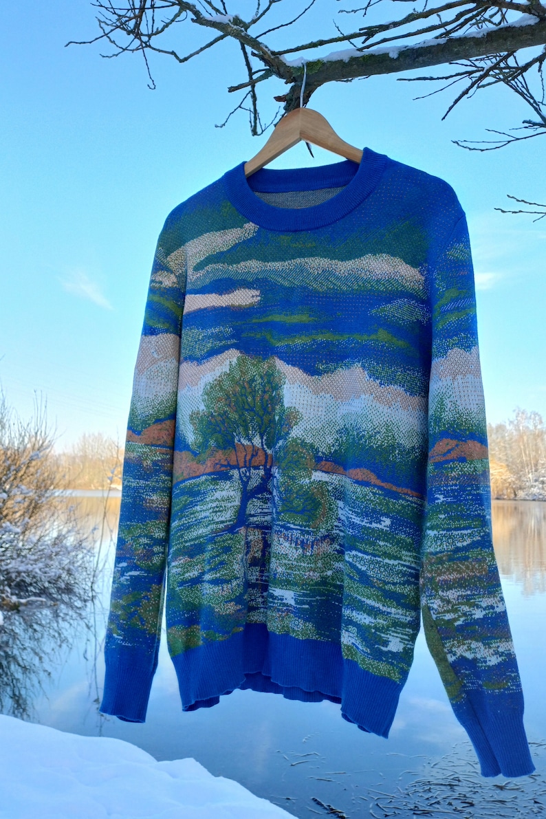 Unisex Knitted Sweater Tree of the Lakes Summer Noon Crewneck Classic Fit image 7