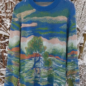 Unisex Knitted Sweater Tree of the Lakes Summer Noon Crewneck Classic Fit image 5