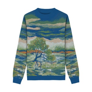 Unisex Knitted Sweater Tree of the Lakes Summer Noon Crewneck Classic Fit image 2