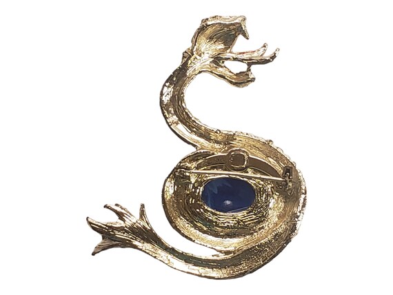Snake Brooch with AB Rinestones Red Eye and Blue … - image 3
