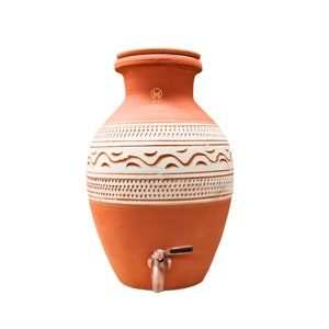 Handgjord lerkruka med vatten, tribal konst, 8 liter