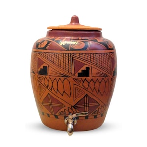 Handmade Earthen Red Clay Water Pot, Kite Design, 11 Liters