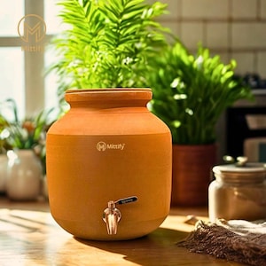 Terracotta Clay Water Pot | 8L Natural Cooling Earthenware Pitcher (Handmade India)