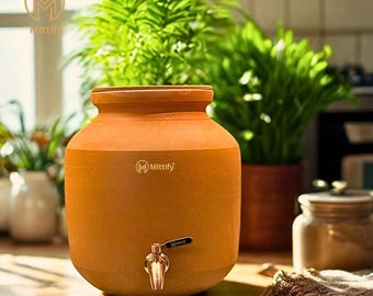 Terracotta Clay Water Pot | 8L Natural Cooling Earthenware Pitcher (Handmade India)