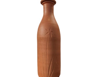 Handmade Terracotta Water Bottle, Mittify Clay Bottle with Coconut Design (800 ML)
