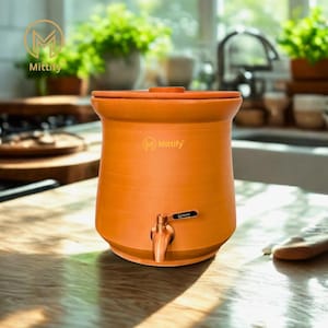 Olla de Agua de Arcilla Terracota 8L Mittify con Grifo de Metal | Dispensador Clásico | Enfriamiento Natural | Hecho a Mano